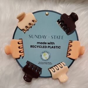 Sunday State Plastic Hair Clips Set Of 6